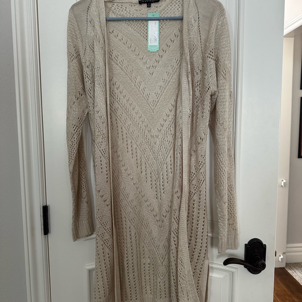 Elegant Cream Open-Front Sweater